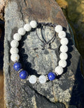 0007 - White lava with lapis lazuli & moonstone