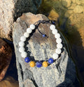 0009 - White lava with yellow mookaite & lapis lazuli
