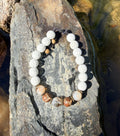 0010 - White lava with citrine & zee (carved brown agate)