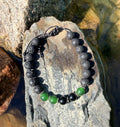 0014 - Black lava with green jade & black obsidian
