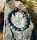 0018 - Black lava with tourquois & black tourmaline