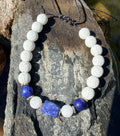 0019 - White lava with lapis lazuli & moonstone