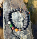 0022 - Black lava with dragons blood jasper, yellow jade, poppy jasper, green jade & dalmation jasper