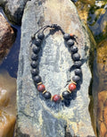 0033 - Black lava with poppy jasper & black tourmaline