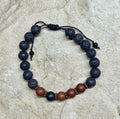 0039 - Black lava with tourmaline & carnelian