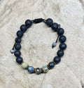 0042 - Black lava with azurite chalcocite