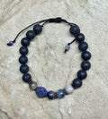 0045 - Black lava with sapphire & lapis lazuli