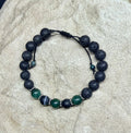 0052 - Black lava with sardonyx & green mica