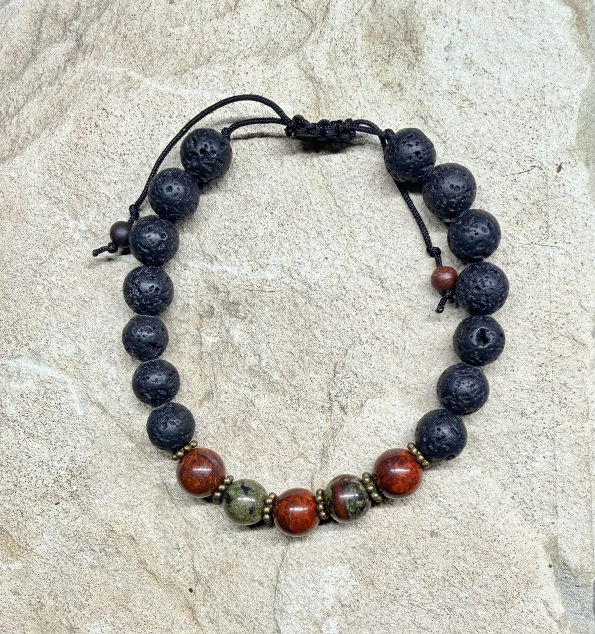0055 - Black lava with dragons blood jasper & poppy jasper